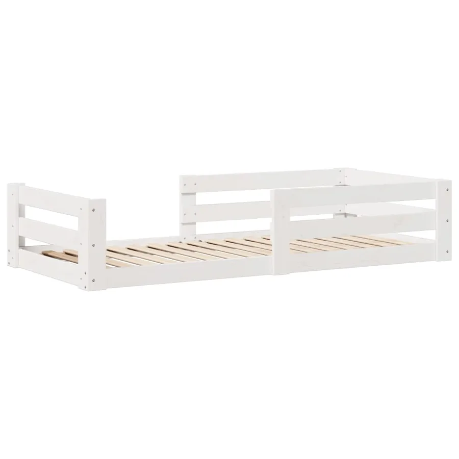 Cadre de lit sans matelas blanc 75x190 cm bois de pin massif - 3