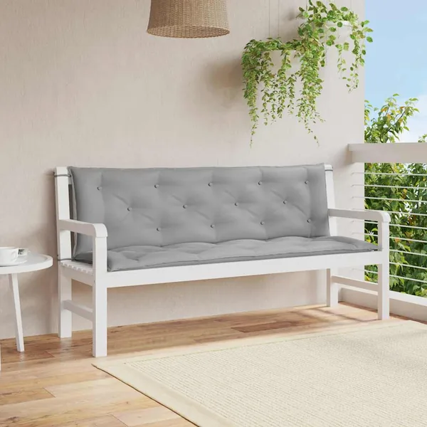 Coussin de banc de jardin gris 150x(50+50)x7 cm tissu oxford