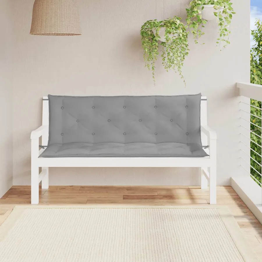 Coussin de banc de jardin gris 150x(50+50)x7 cm tissu oxford - 3