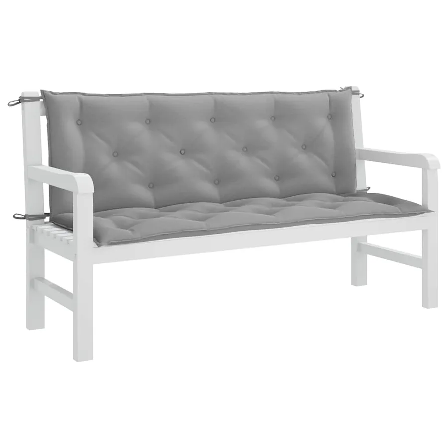 Coussin de banc de jardin gris 150x(50+50)x7 cm tissu oxford - 4