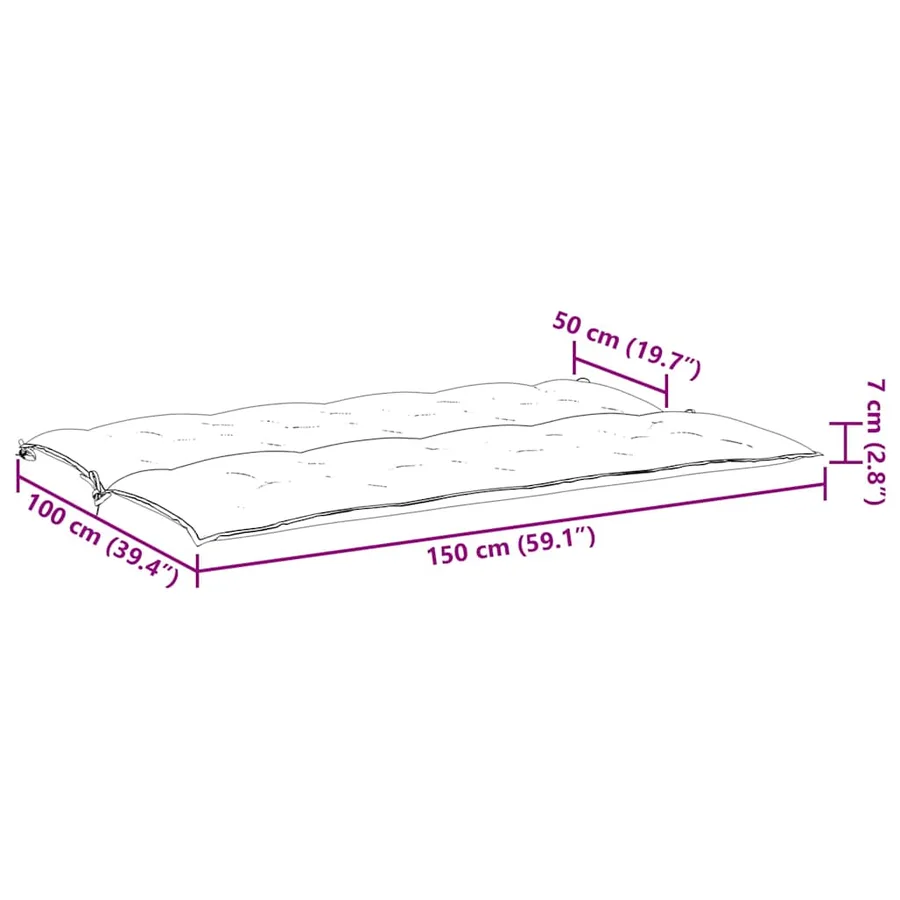 Coussin de banc de jardin gris 150x(50+50)x7 cm tissu oxford - 9