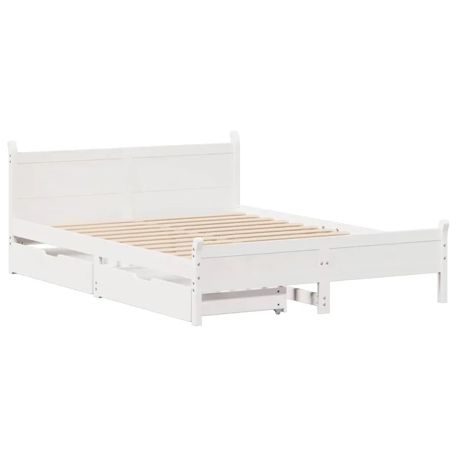 Cadre de lit sans matelas blanc 120x190 cm bois de pin massif - 3