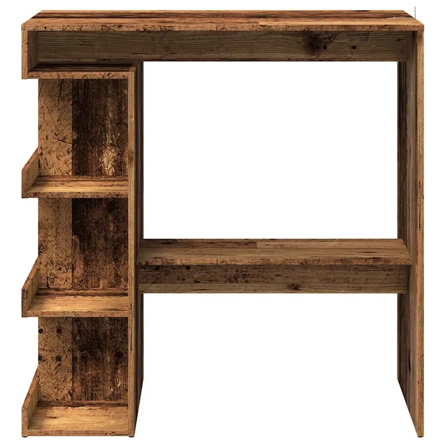 Table de bar étagère de rangement vieux bois 100 x 48 x 101,5cm - 4