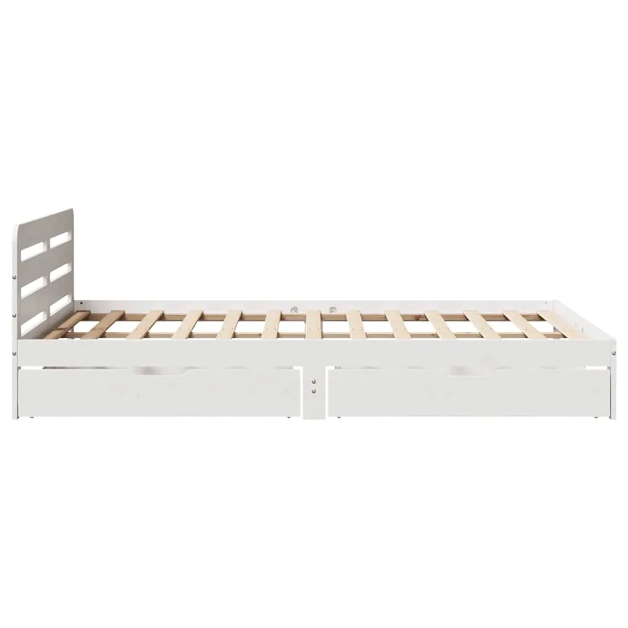 Cadre de lit sans matelas blanc 160x200 cm bois de pin massif - 7