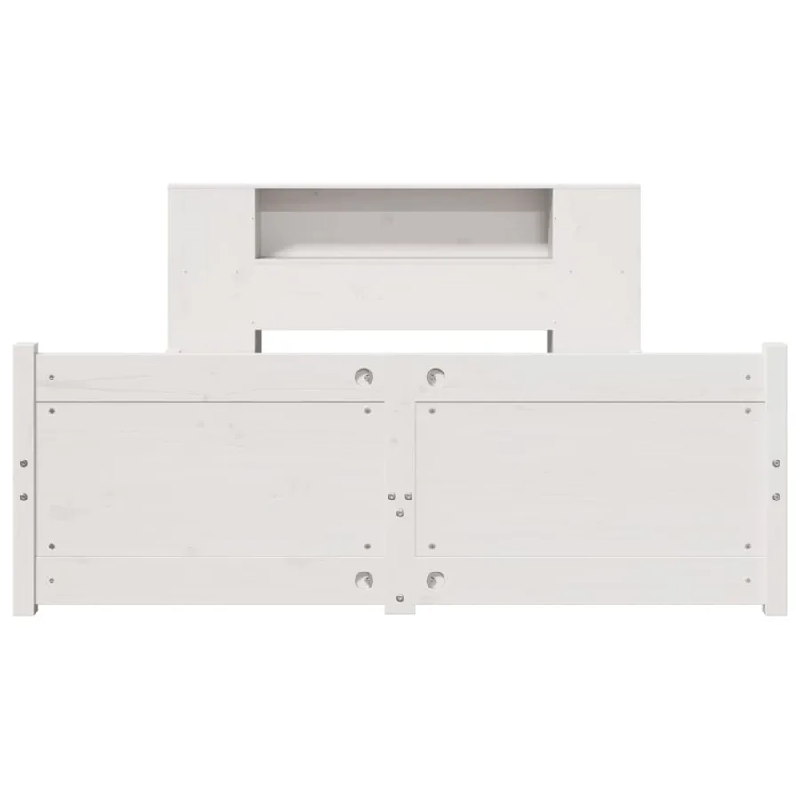 Lit bibliothèque sans matelas blanc 160x200 cm bois pin massif - 4
