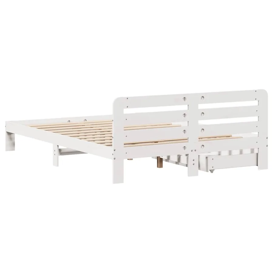 Cadre de lit sans matelas blanc 140x200 cm bois de pin massif - 8