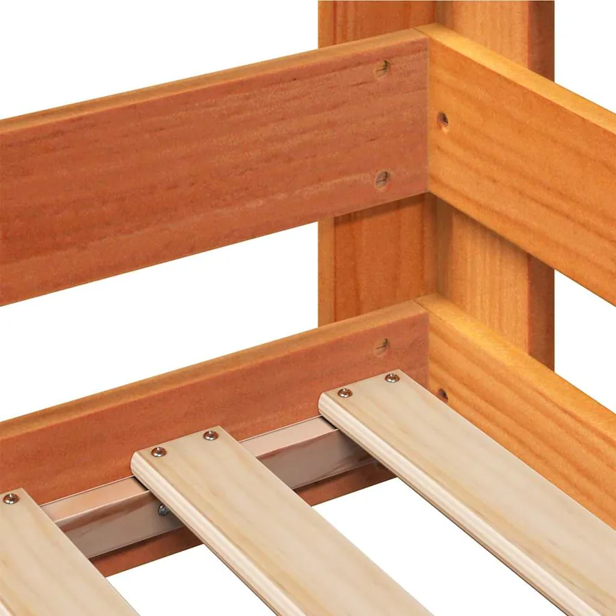 Cadre de lit sans matelas cire marron 90x200 cm bois pin massif - 7