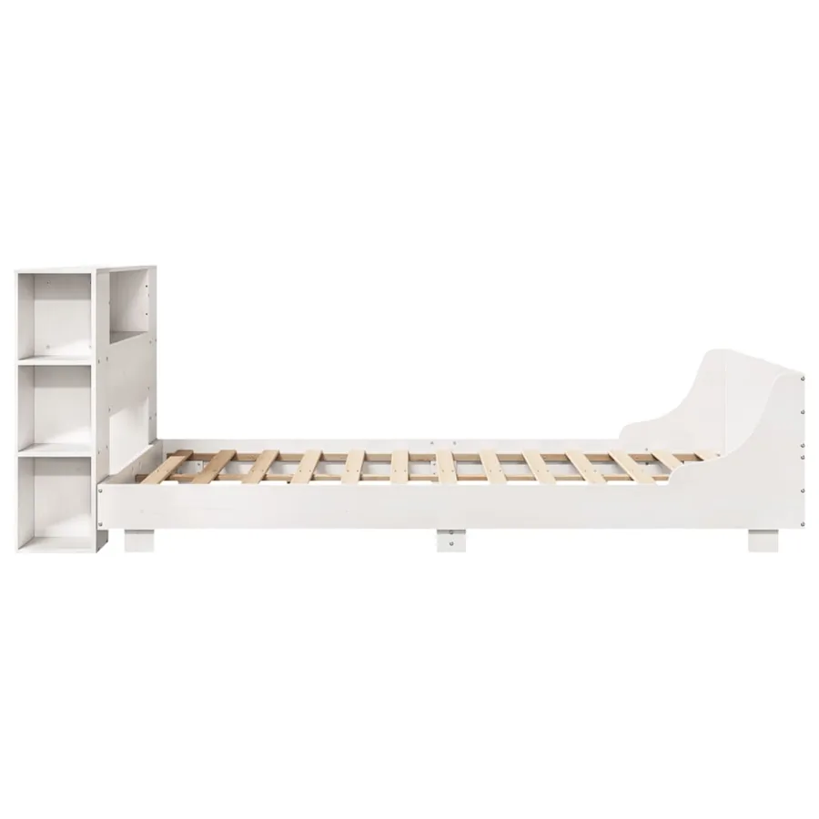 Cadre de lit sans matelas blanc 160x200 cm bois de pin massif - 7