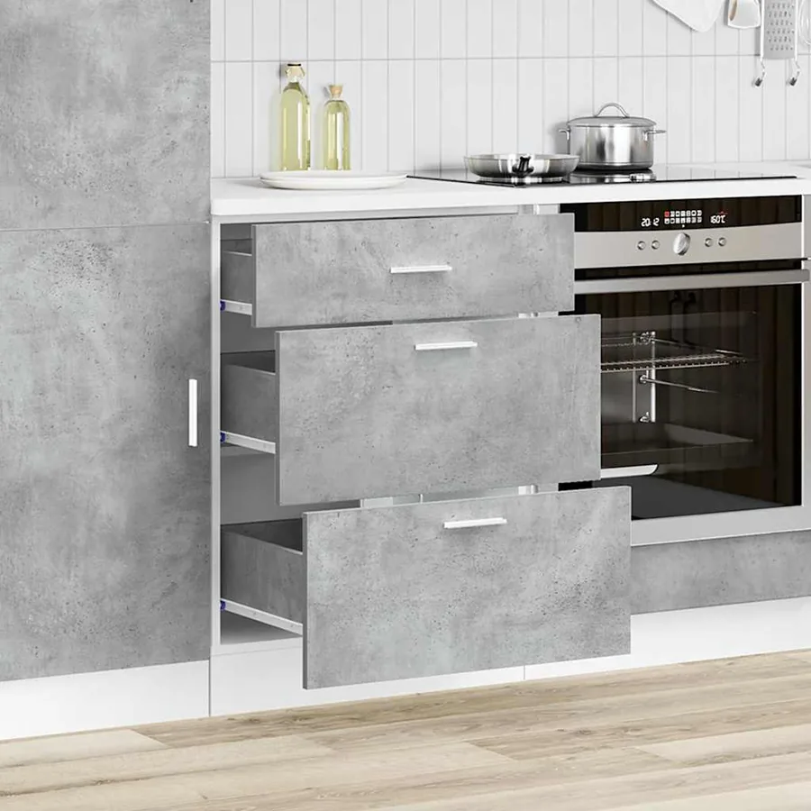 Meuble bas de cuisine "Lyon" Gris béton Bois d'ingénierie - 3