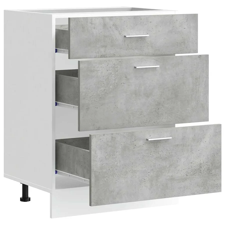 Meuble bas de cuisine "Lyon" Gris béton Bois d'ingénierie - 5