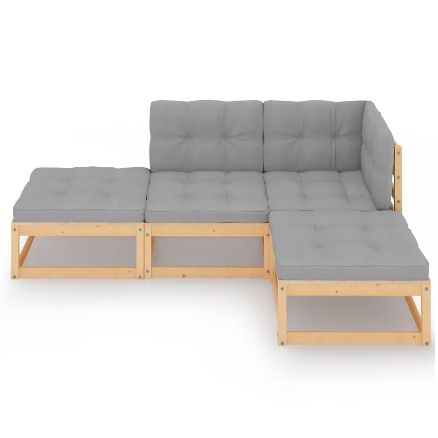 Salon de jardin 4 pcs avec coussins Bois de pin massif - 3