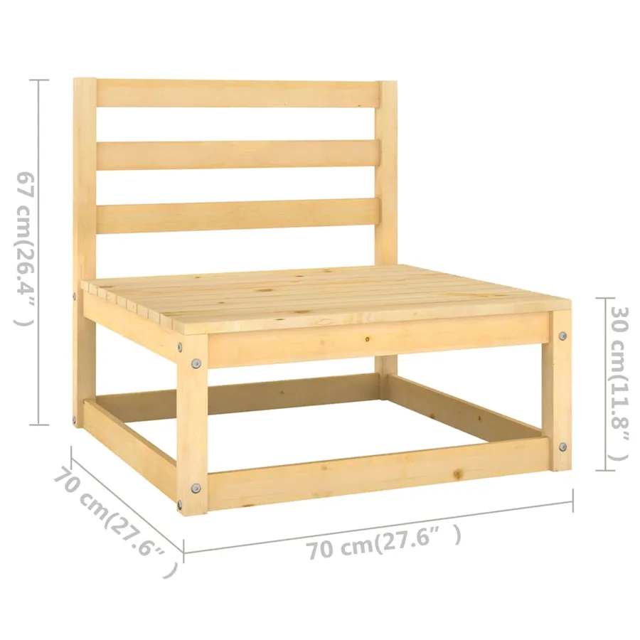 Salon de jardin 4 pcs avec coussins Bois de pin massif - 9