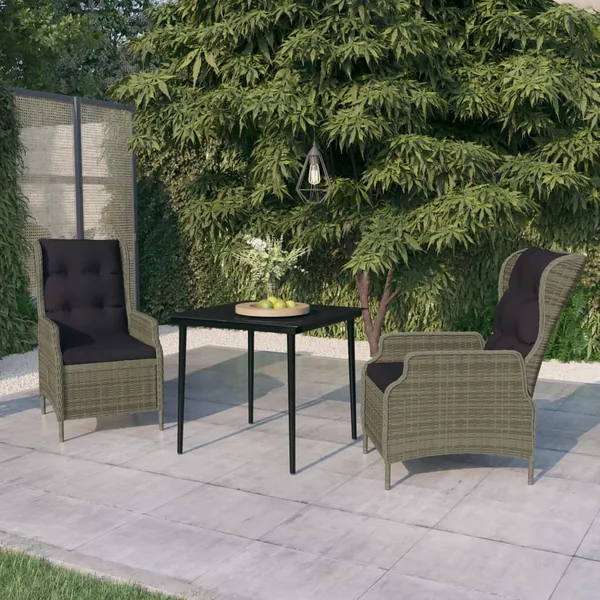 Ensemble à manger de jardin 3 pcs Marron