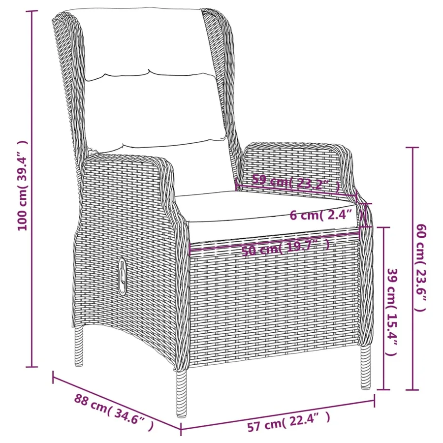 Ensemble à manger de jardin 3 pcs Marron - 7