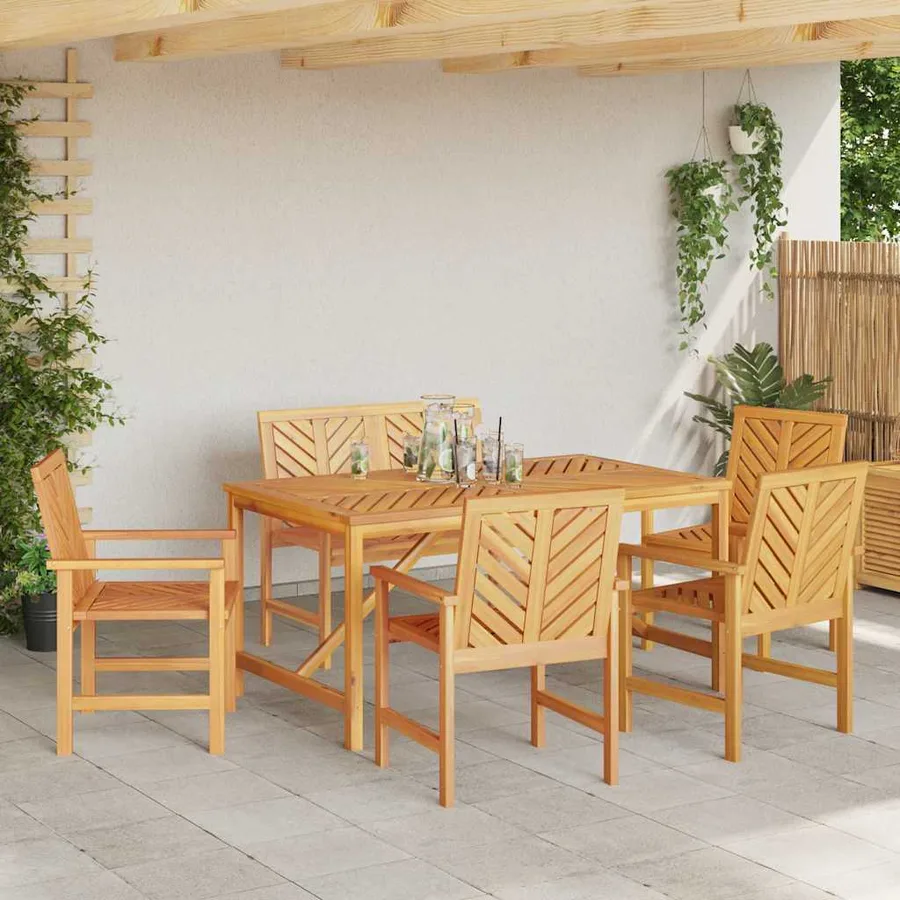Ensemble de salle à manger pour jardin 6 pc Marron - 4