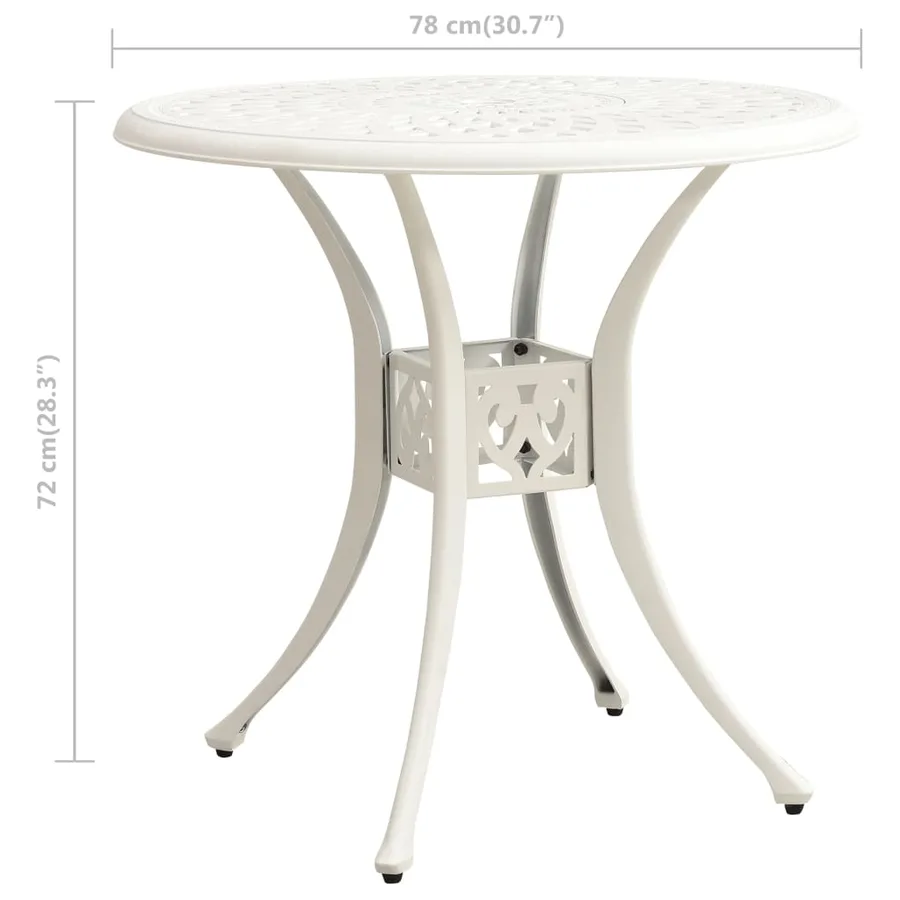 Garden table White 78x78x72 cm Cast aluminium - 6