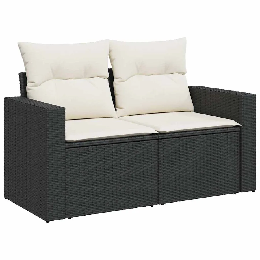 Salon de jardin 8 pcs avec coussins noir résine tressée - 5