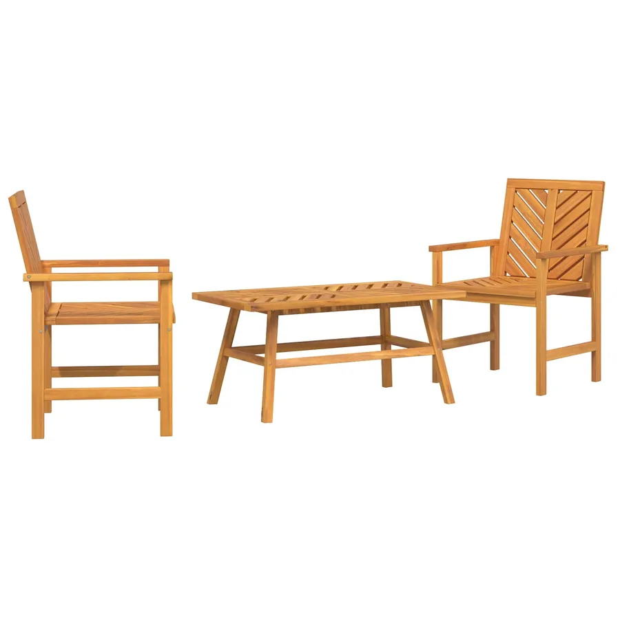 Ensemble de salon de jardin 3 pcs Marron Bois d'Acacia Massif - 2