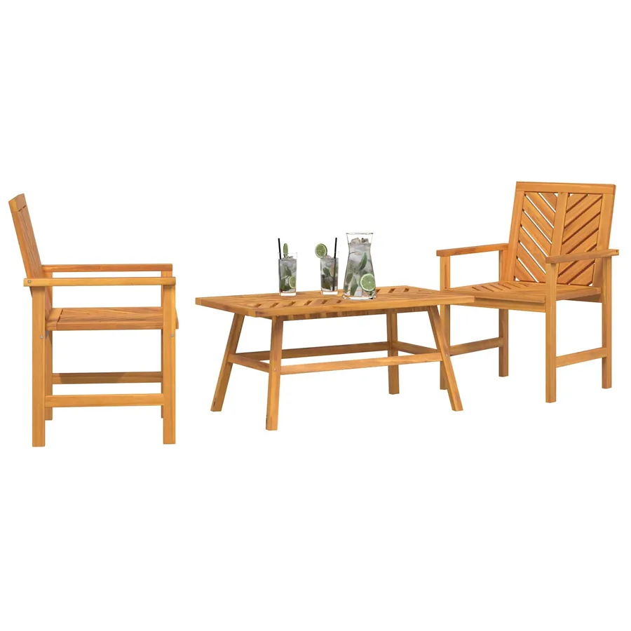 Ensemble de salon de jardin 3 pcs Marron Bois d'Acacia Massif - 3