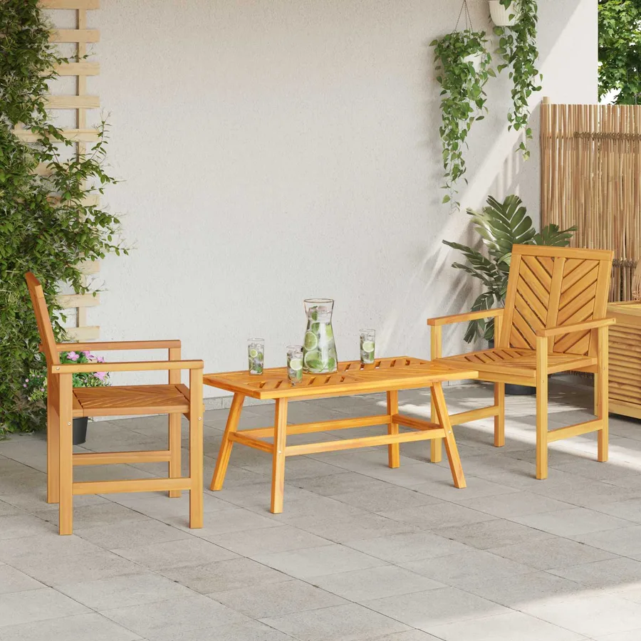 Ensemble de salon de jardin 3 pcs Marron Bois d'Acacia Massif - 4