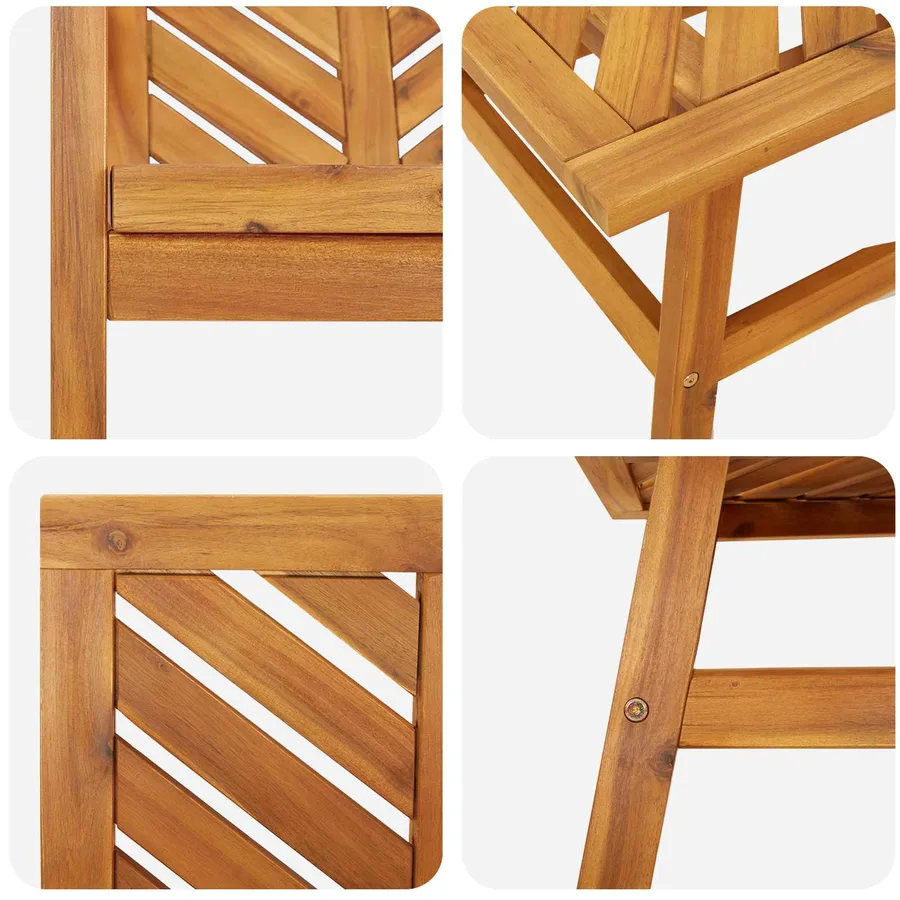 Ensemble de salon de jardin 3 pcs Marron Bois d'Acacia Massif - 8