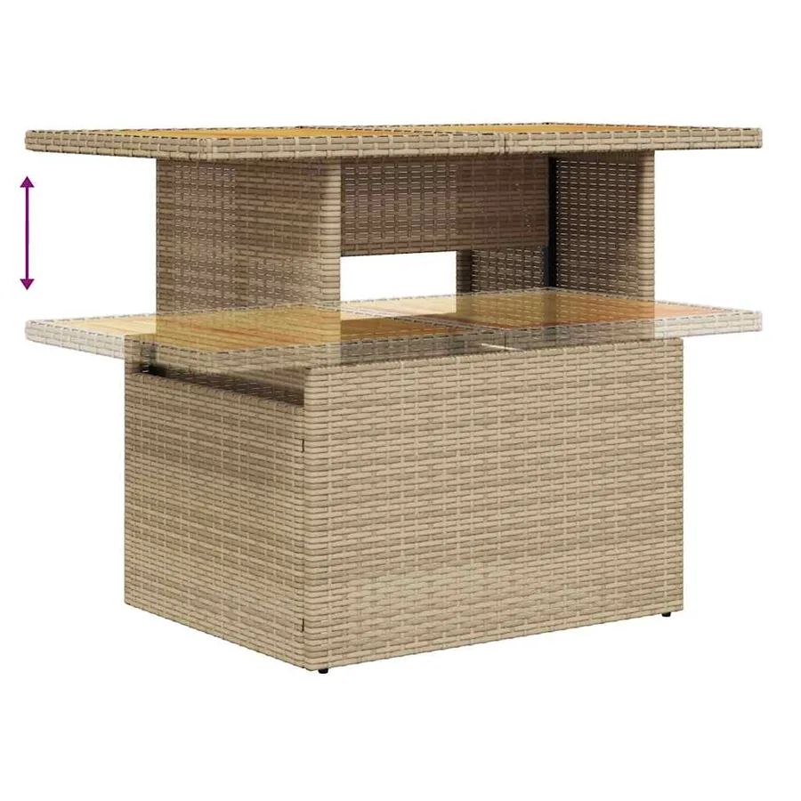 Salon de jardin avec coussins 7 pcs beige résine tressée acacia - 11