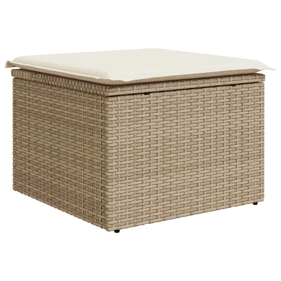 Salon de jardin avec coussins 7 pcs beige résine tressée acacia - 6
