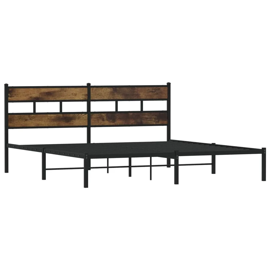 Cadre de lit en métal sans matelas chêne fumé 180x200 cm - 3