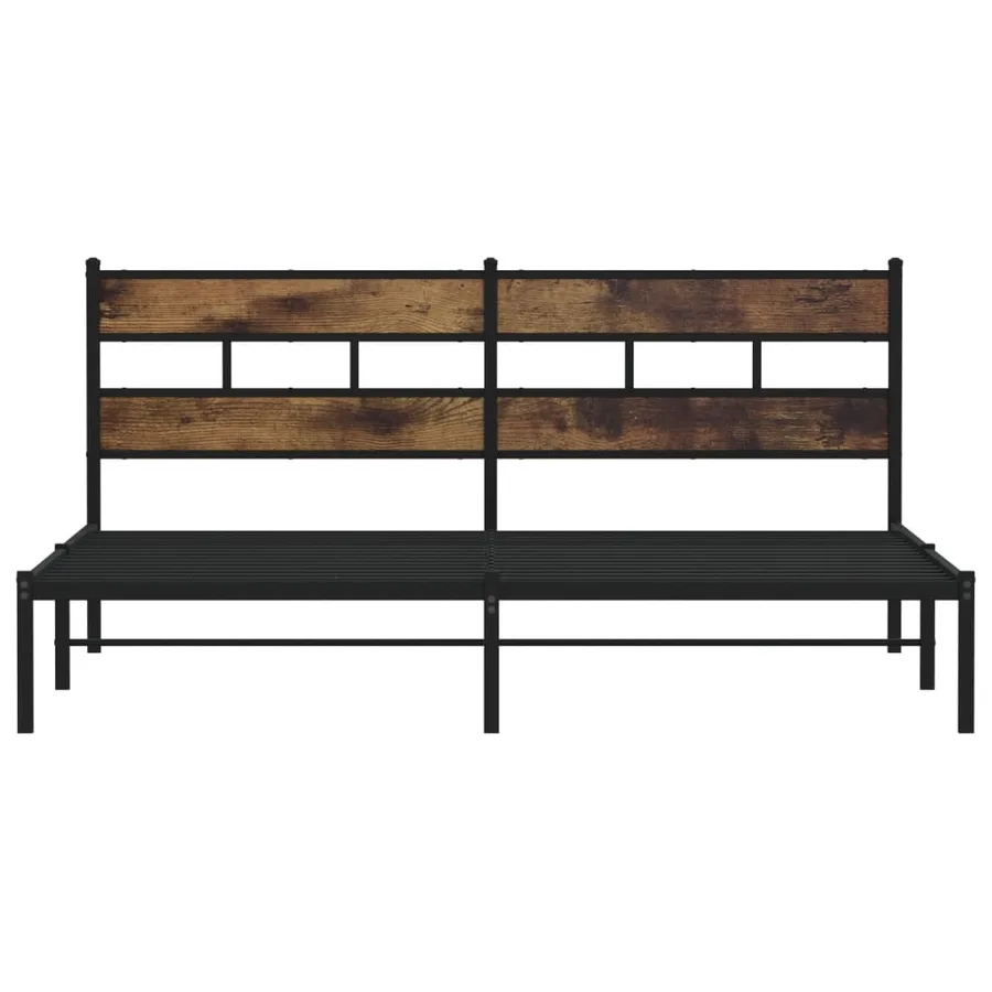 Cadre de lit en métal sans matelas chêne fumé 180x200 cm - 4