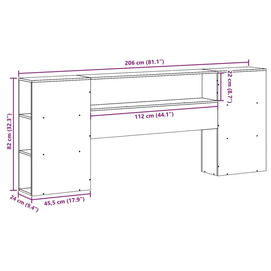 Tête de lit avec rangement cire marron 200cm bois massif de pin - 10