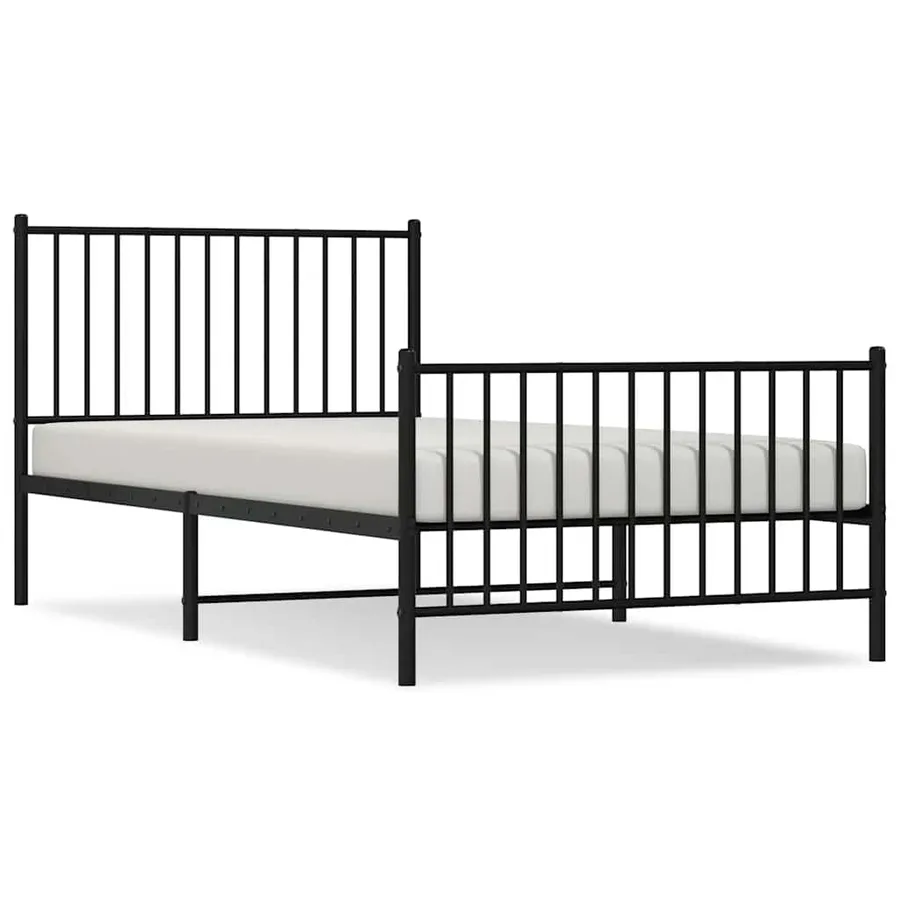 Cadre de lit métal sans matelas et pied de lit noir 100x200 cm - 2