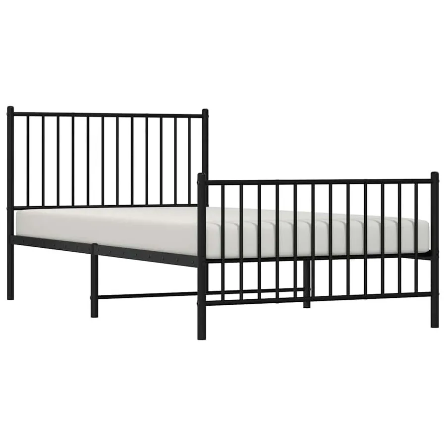 Cadre de lit métal sans matelas et pied de lit noir 100x200 cm - 5