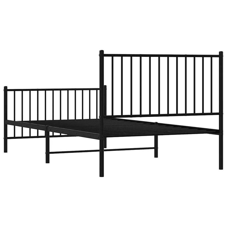 Cadre de lit métal sans matelas et pied de lit noir 100x200 cm - 8