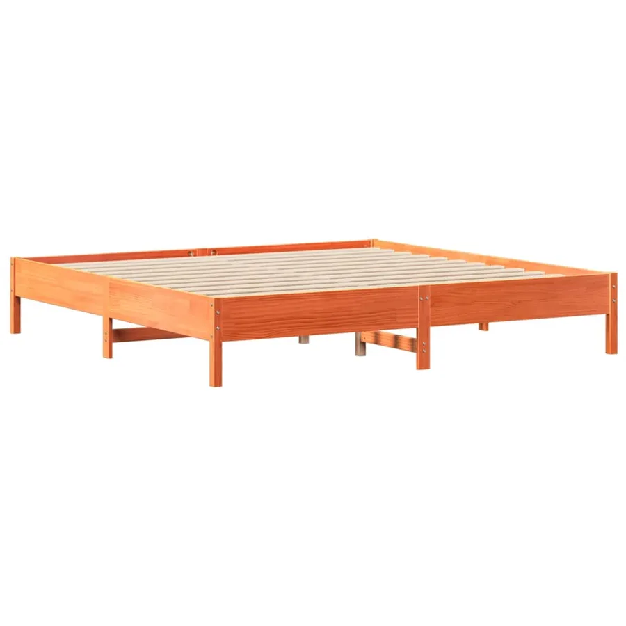 Lit bibliothèque sans matelas cire marron 200x200 cm pin massif - 8