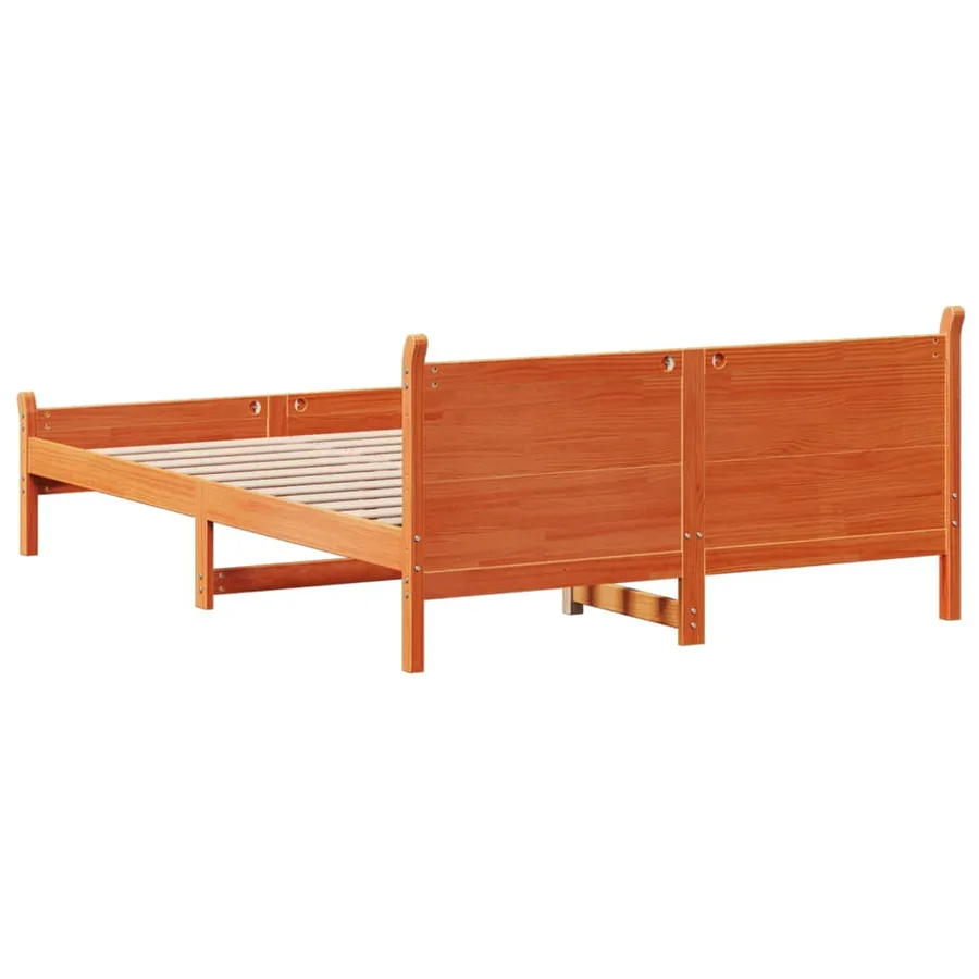 Cadre de lit sans matelas cire marron 140x200cm bois pin massif - 6