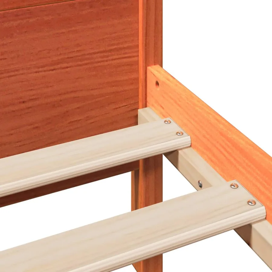 Cadre de lit sans matelas cire marron 140x200cm bois pin massif - 7