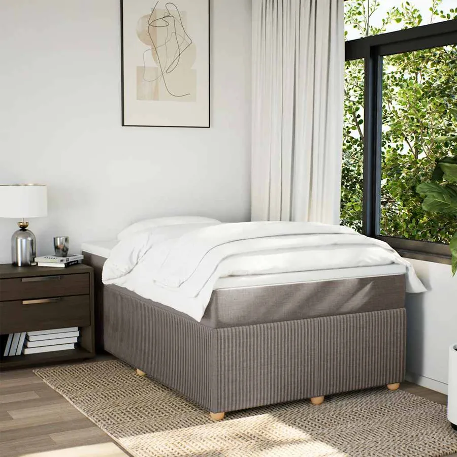 Sommier à lattes de lit avec matelas taupe 120x190 cm tissu - 3