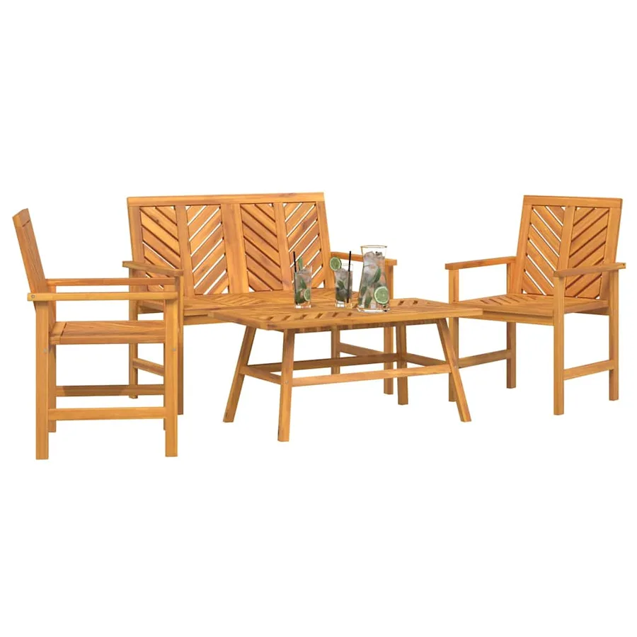 Ensemble de salon de jardin 4 pcs Marron Bois d'Acacia Massif - 3