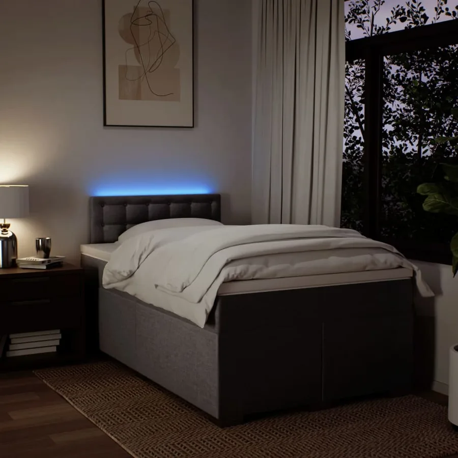 Sommier à lattes de lit avec matelas taupe 120x190 cm tissu - 5