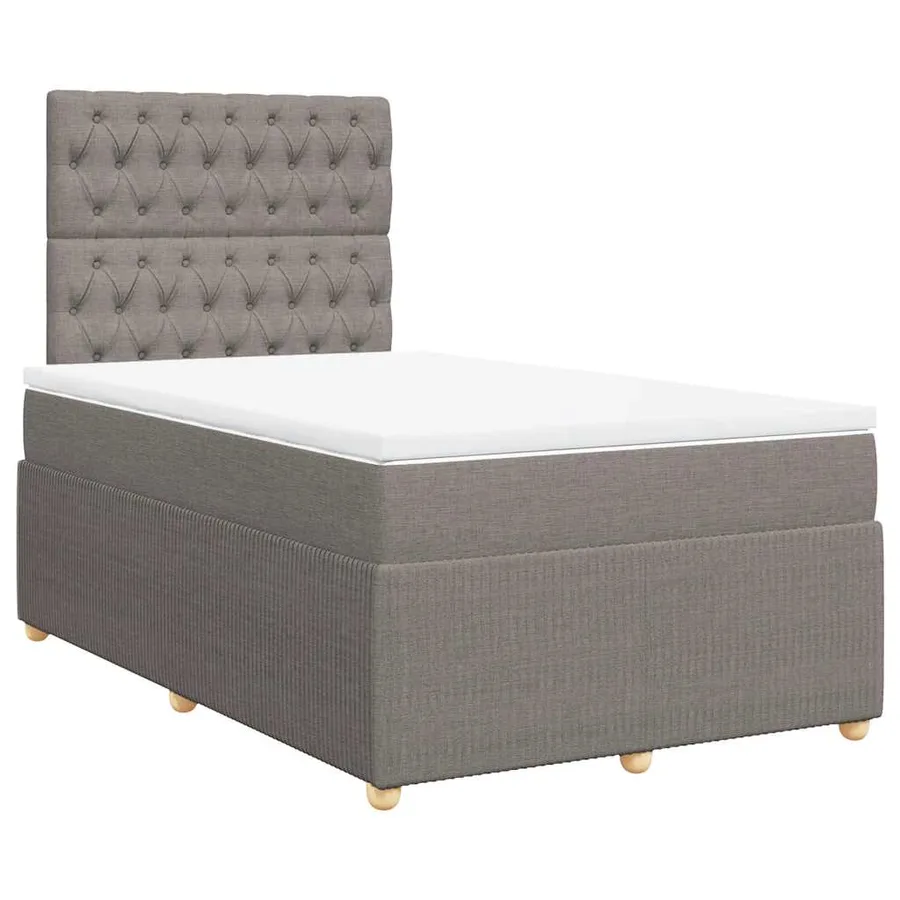 Sommier à lattes de lit avec matelas taupe 120x190 cm tissu - 3