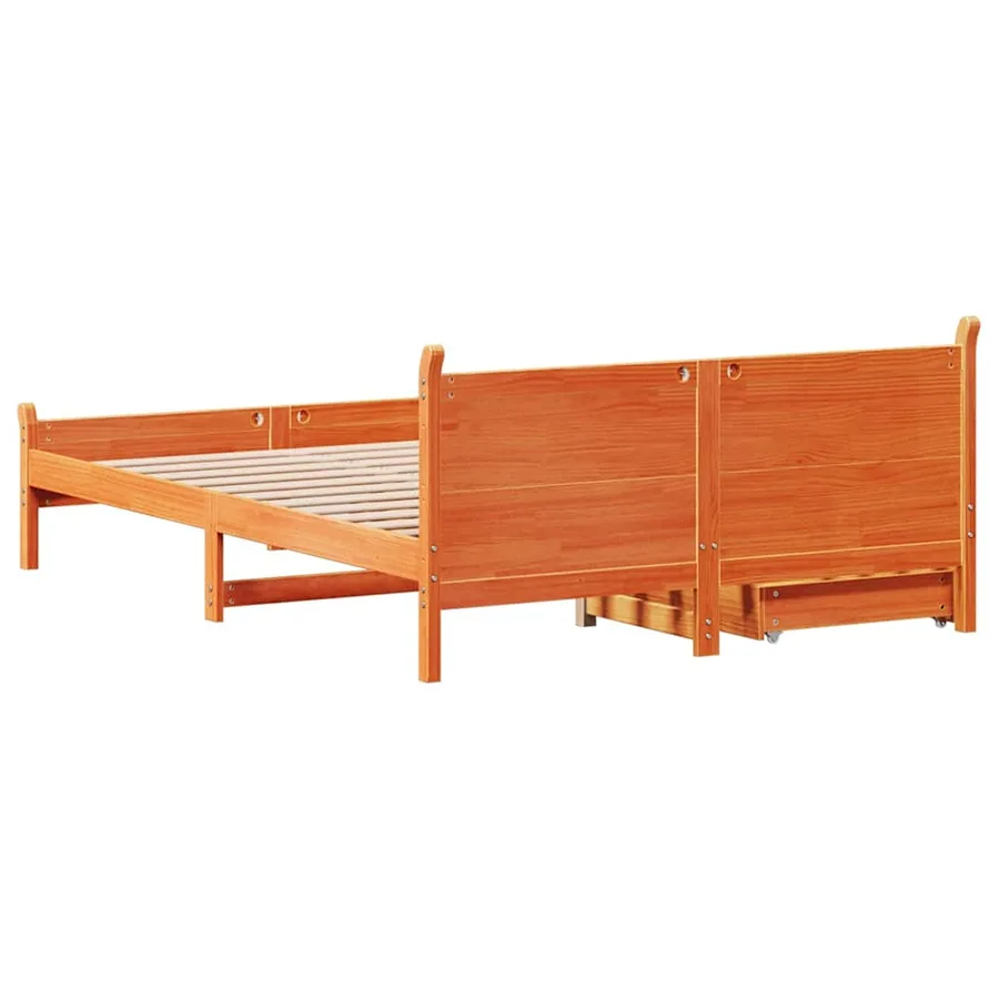 Cadre de lit sans matelas cire marron 120x200cm bois pin massif - 8