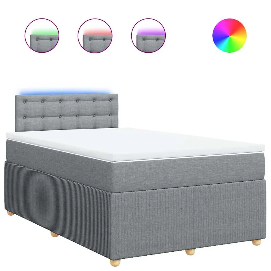 Sommier à lattes de lit et matelas gris clair 120x190 cm tissu - 2