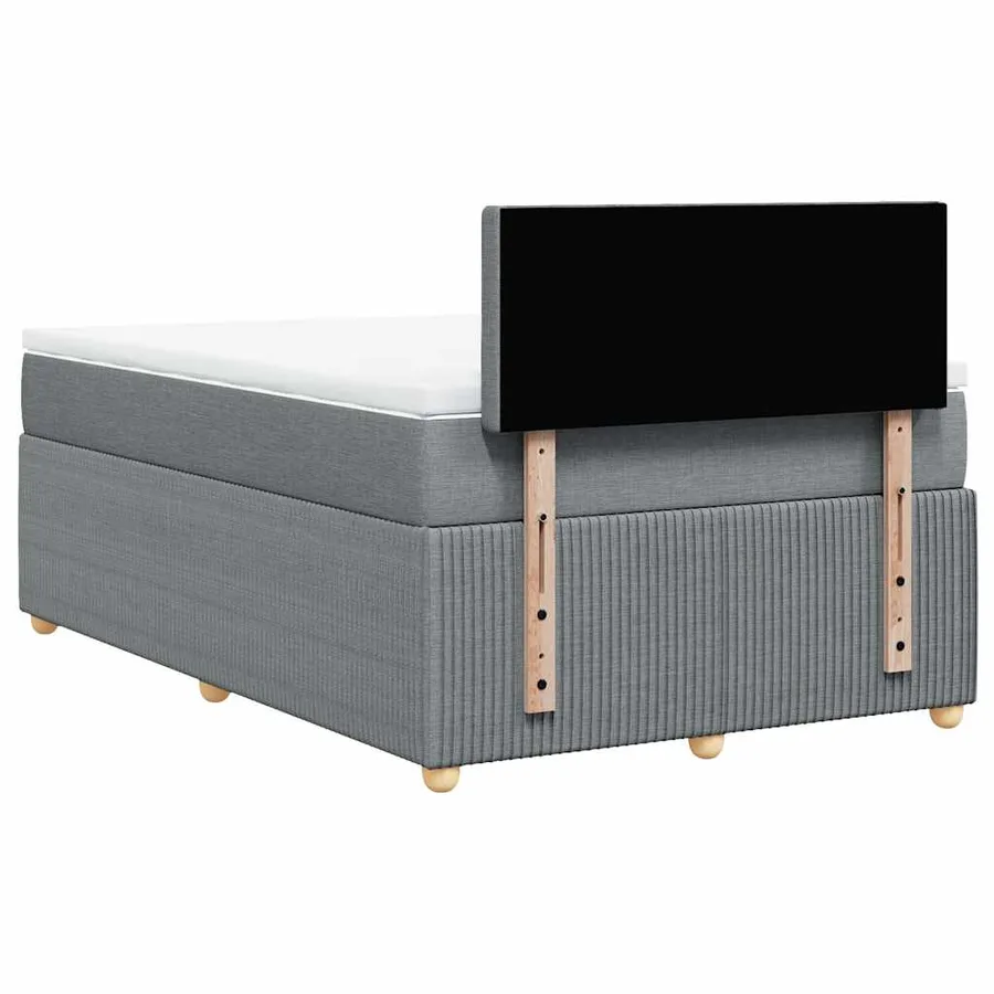 Sommier à lattes de lit et matelas gris clair 120x190 cm tissu - 8