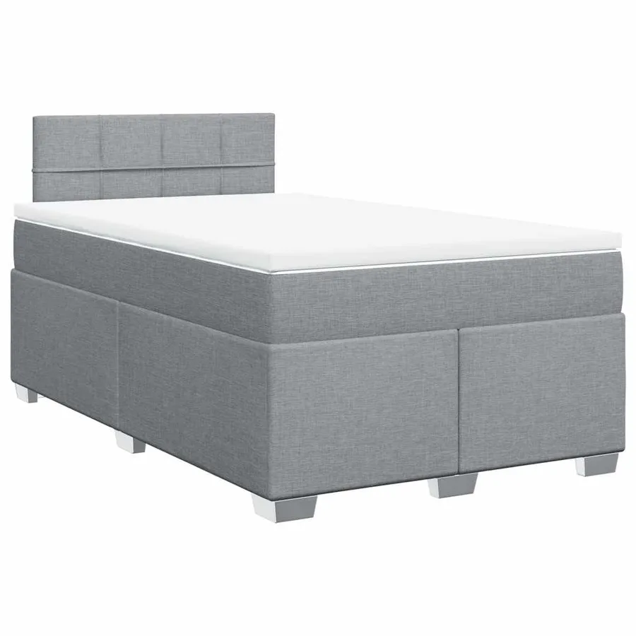 Sommier à lattes de lit et matelas gris clair 120x190 cm tissu - 2