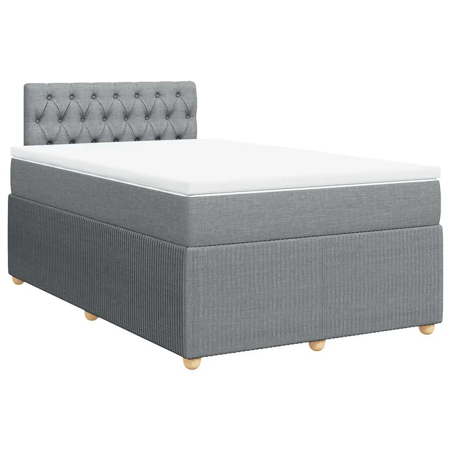 Sommier à lattes de lit et matelas gris clair 120x190 cm tissu - 3