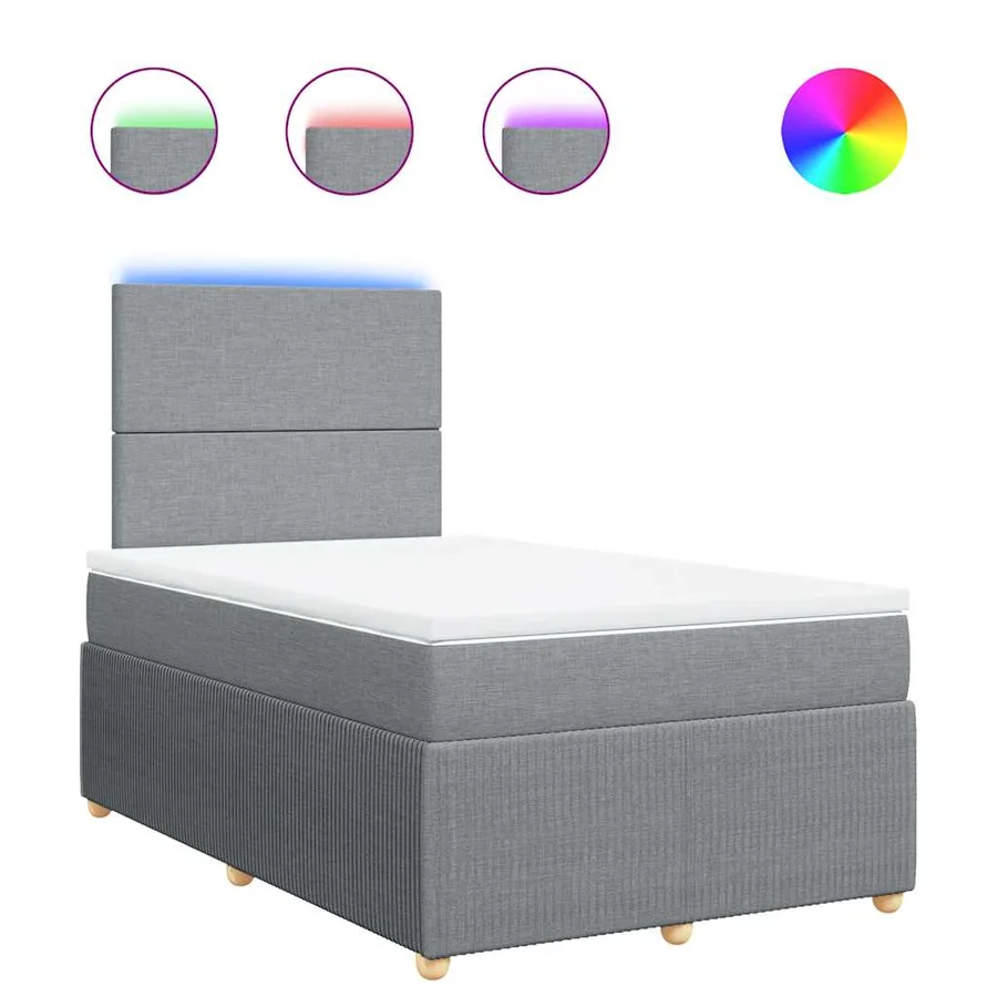 Sommier à lattes de lit et matelas gris clair 120x190 cm tissu - 2