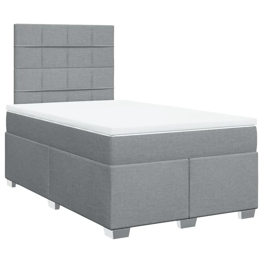 Sommier à lattes de lit et matelas gris clair 120x190 cm tissu - 3