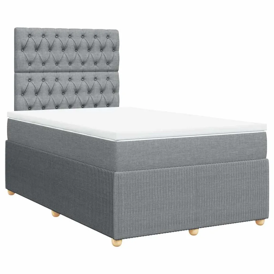 Sommier à lattes de lit et matelas gris clair 120x190 cm tissu - 2