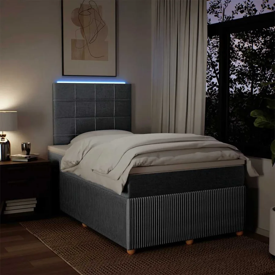 Sommier à lattes de lit et matelas gris clair 120x190 cm tissu - 5