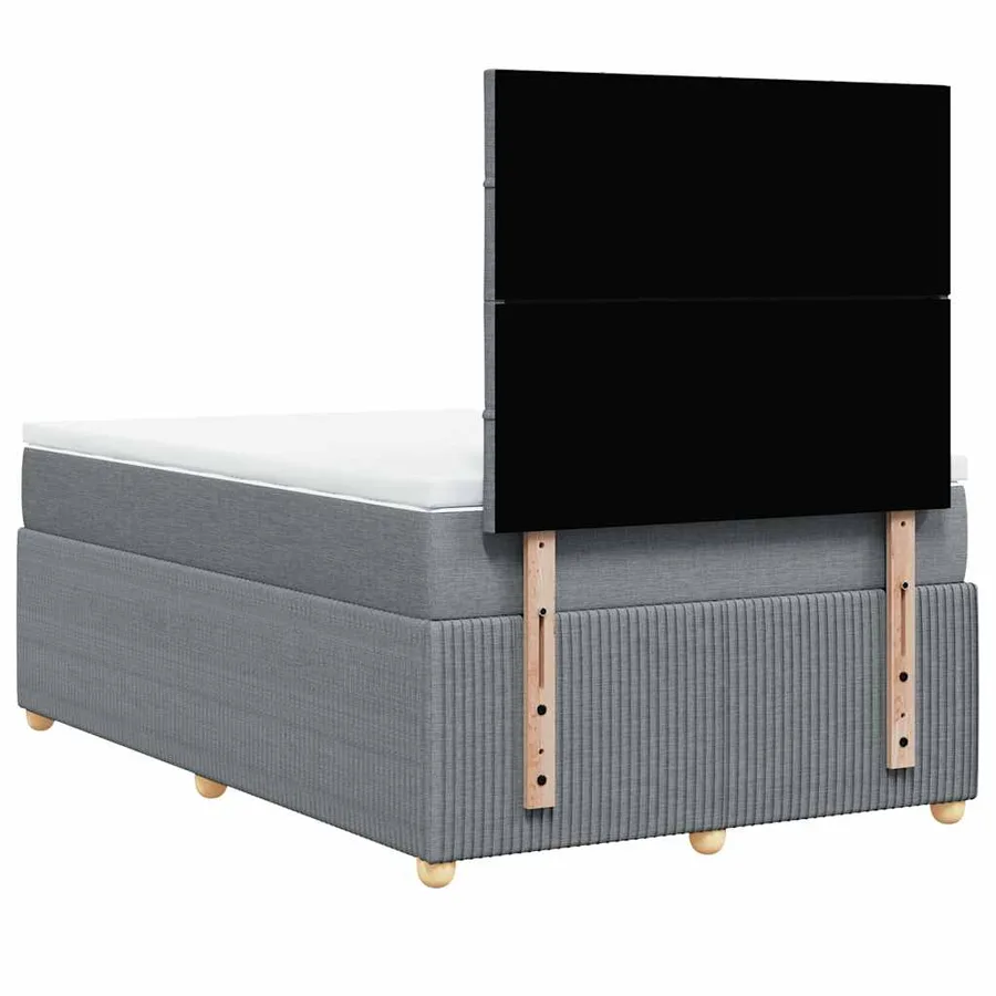 Sommier à lattes de lit et matelas gris clair 120x190 cm tissu - 8